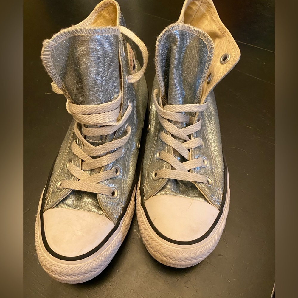 Converse silver/blue metallic size 6.5 women